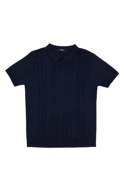 X-ray Xray Kids' Cable Knit Polo Sweater In Blue