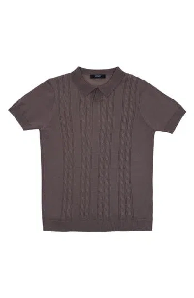 X-ray Xray Kids' Cable Knit Polo Sweater In Brown