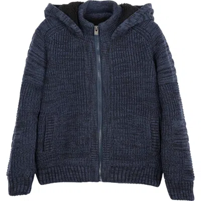 X-ray Xray Kids' Faux Shearling Lined Zip-up Hoodie In Navy