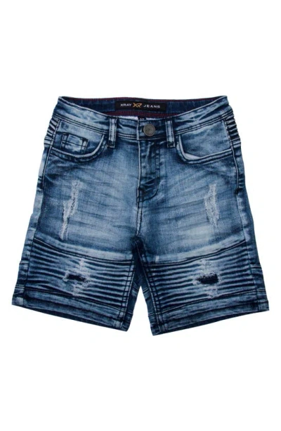 X-ray Xray Kids' Moto Distressed Denim Shorts In Med Blue