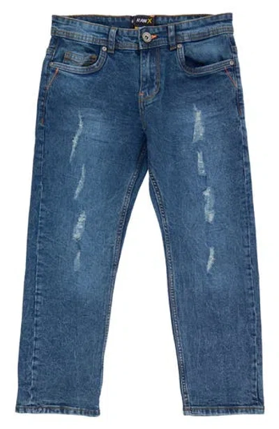 X-ray Xray Kids' Raw X Rip & Repair Distressed Neon Stitch Jeans In Blue