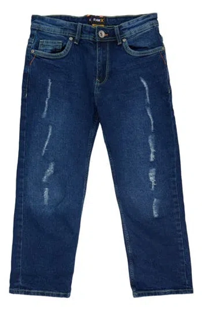 X-ray Xray Kids' Raw X Rip & Repair Distressed Neon Stitch Jeans In Blue