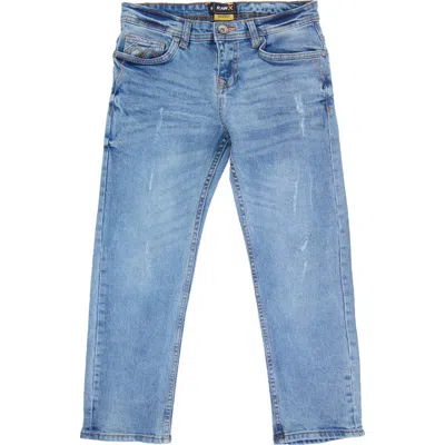 X-ray Xray Kids' Raw X Rip & Repair Distressed Neon Stitch Jeans In Blue