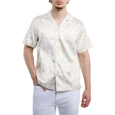X-ray Xray Leaf Printed Camp Shirt In Cream