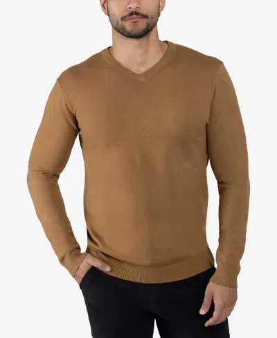 X-ray Men's Basic V-neck Pullover Midweight Sweater In British Kh