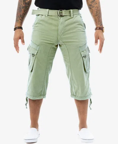 X-ray Men's Belted Capri Cargo Shorts In Pastel Green