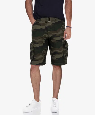 X-ray Men's Belted Double Pocket Cargo Shorts In Olive Camo