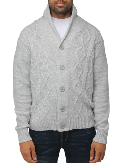X-ray Men's Cable Knit Cardigan In Oatmeal