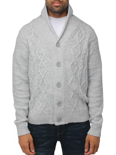 X-ray Men's Shawl Collar Knit Cardigan In Oatmeal