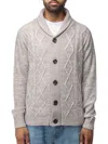 X-ray Men's V-neck & Shawl Collar Cable Knit Button Down Cardigan Sweater In Grey