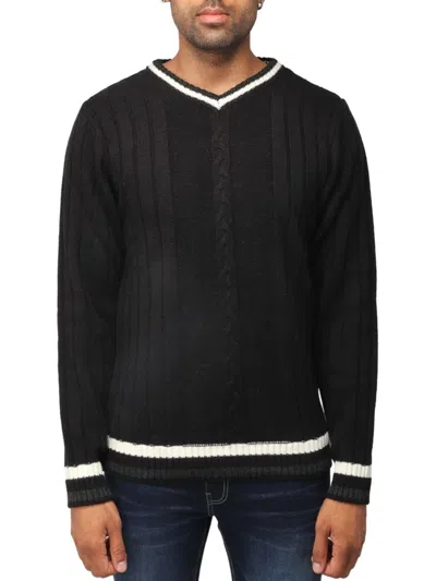 X-ray Men's Cable Knit Sweater In Black