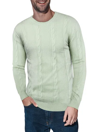X-ray Men's Cable Knit Sweater In Green
