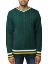 X-ray Men's Cable Knit Sweater In Rain Forest
