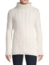 X-ray Men's Cable-knit Turtleneck Sweater In Cream