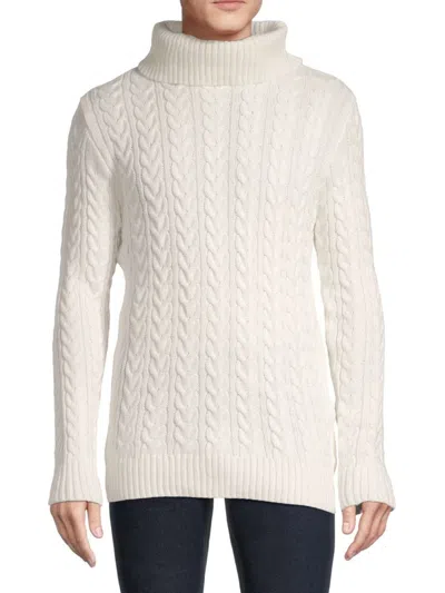 X-ray Men's Cable-knit Turtleneck Sweater In Cream
