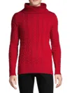 X-ray Men's Cable-knit Turtleneck Sweater In Red