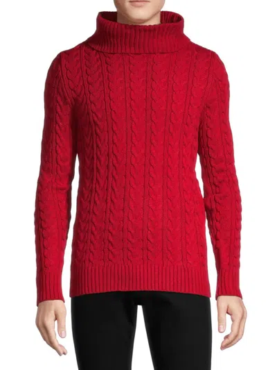 X-ray Men's Cable-knit Turtleneck Sweater In Red