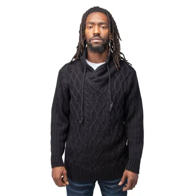 X-ray Men's Casual Cable Knitted Cowl Neck Pullover Sweater In Black