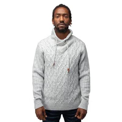 X-ray Men's Casual Cable Knitted Cowl Neck Pullover Sweater In Grey