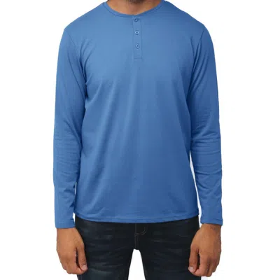 X-ray Men's Classic Long Sleeve Henley T-shirt In Blue