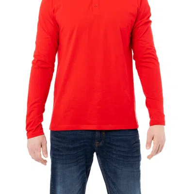 X-ray Men's Classic Long Sleeve Henley T-shirt In Red