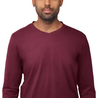 X-ray Men's Classic Long Sleeve V-neck T-shirt In Red
