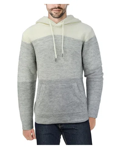 X-ray Men's Color Blocked Hooded Sweater In Oatmeal,white