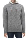 X-ray Men's Faux Fur Lined Collar Cable Knit Sweater In Light Grey