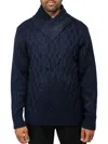 X-RAY MEN'S FAUX FUR LINED COLLAR CABLE KNIT SWEATER