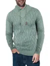 X-ray Men's Faux Fur Lined Collar Cable Knit Sweater In Sage