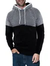 X-ray Men's Faux Shearling Lined Striped Hoodie In Black