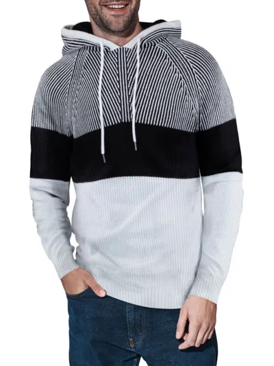 X-RAY MEN'S FAUX SHEARLING LINED STRIPED HOODIE