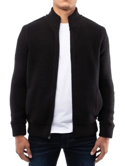X-ray Men's Fleece Lined Zip Up Sweater In Black