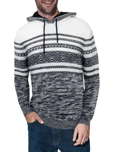 X-ray Men's Marled Hooded Sweater In Black Combo