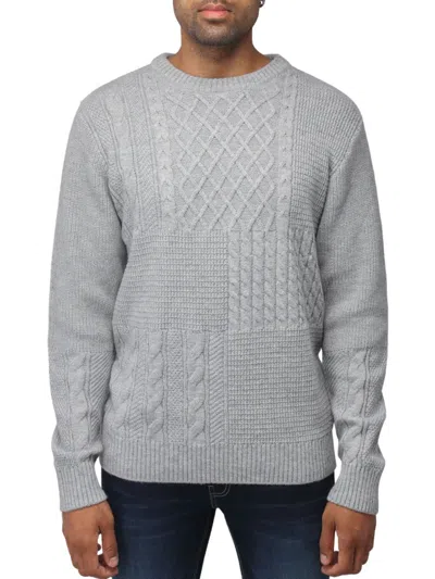 X-ray Mixed Texture Cable Knit Sweater In Grey