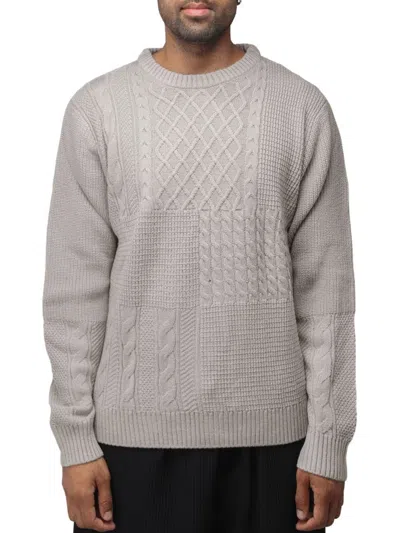 X-ray Men's Mixed Cable Knit Sweater In Sand