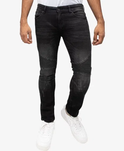 X-ray Men's Moto Slim Fit Jeans In Black Wash