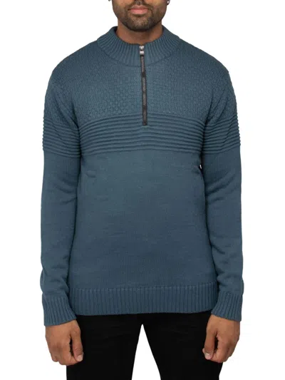 X-ray Men's Quarter Zip Up Pullover In Blue
