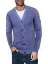 X-ray Cotton V-neck Cardigan Sweater In Heather Blue