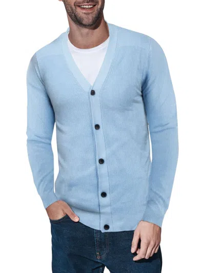 X-ray Men's Rib Knit Cardigan In Powder Blue