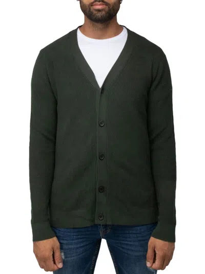 X-ray Men's Ribbed Cardigan In Olive