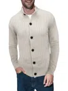 X-ray Men's Ribbed Highneck Cardigan In Oatmeal