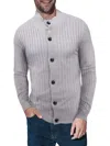 X-ray Men's Ribbed Highneck Cardigan In Silver