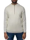X-ray Men's Ribbed Mock Neck Quarter-zip Sweater In Off White