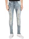 X-ray Xray Raw X Moto Rip & Repair Stretch Skinny Jeans In Light Denim
