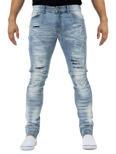 X-ray Men's Ripped Skinny Jeans In Light Denim