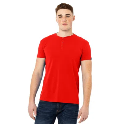 X-ray Men's Short Sleeves Henley T-shirt In Red