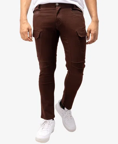 X-ray Men's Slim-fit Stretch Twill Cargo Pants In Chocolate