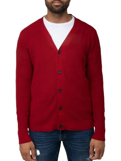 X-ray Men's Solid Cardigan In Jester Red