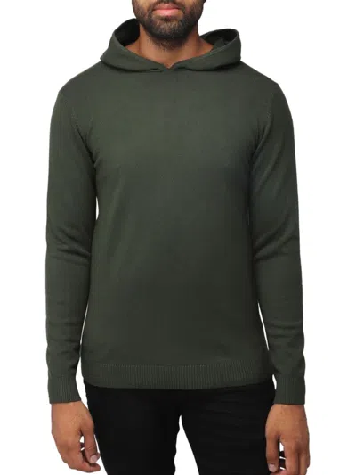 X-ray Men's Solid Hooded Sweater In Olive
